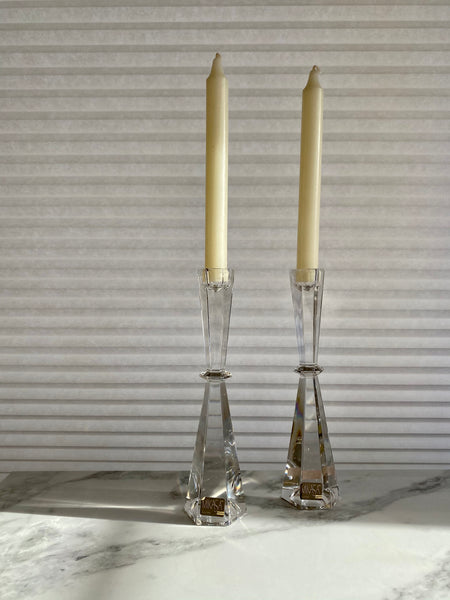 Vintage Set of 2 Mikasa Austria Crystal Candleholders