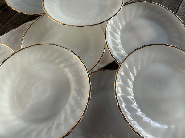 Copy of Vintage Individual Fire King Swirl Gold Rimmed Salad Plates