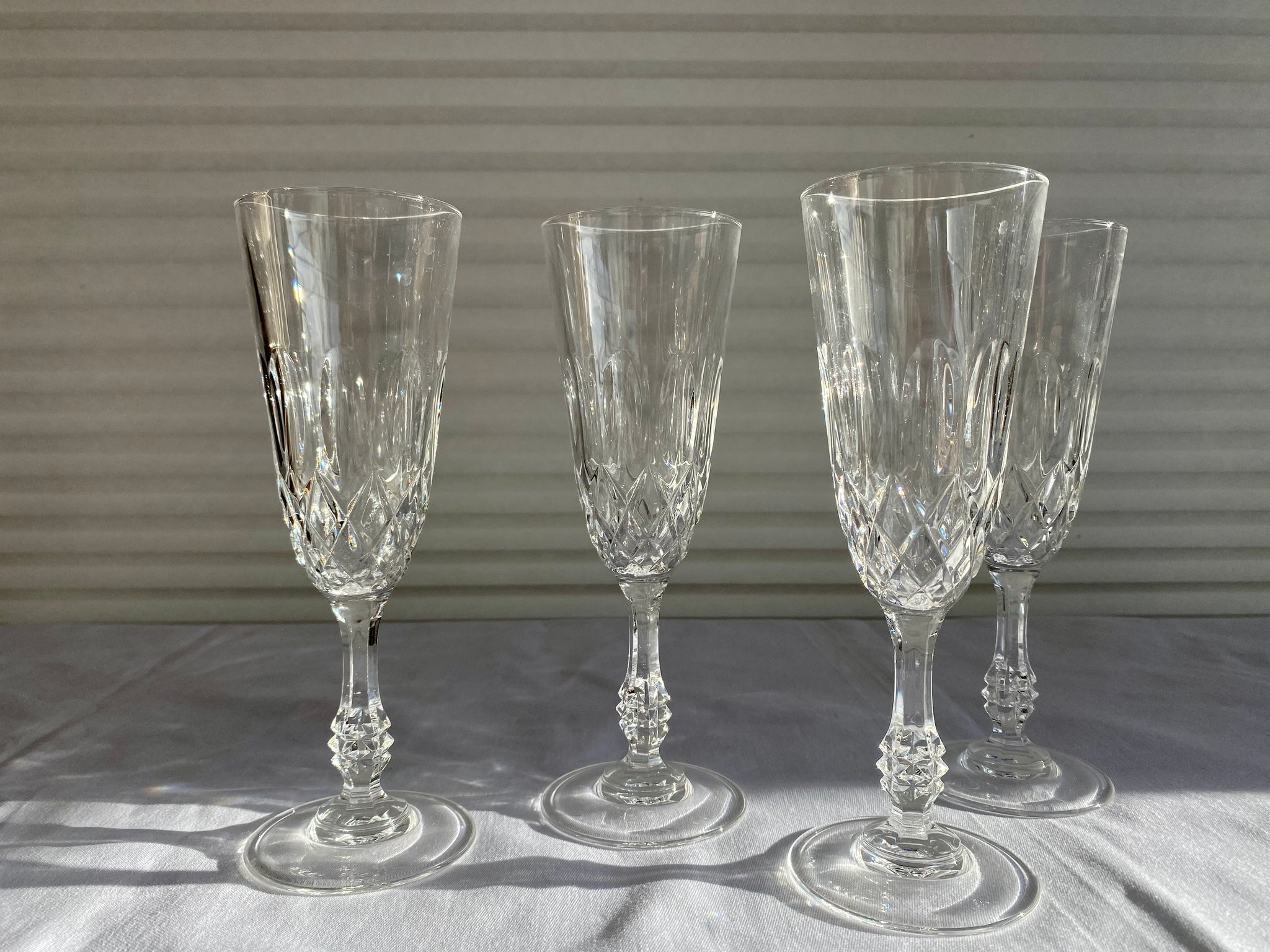 Set of 4 Vintage Crystal Champagne Glasses