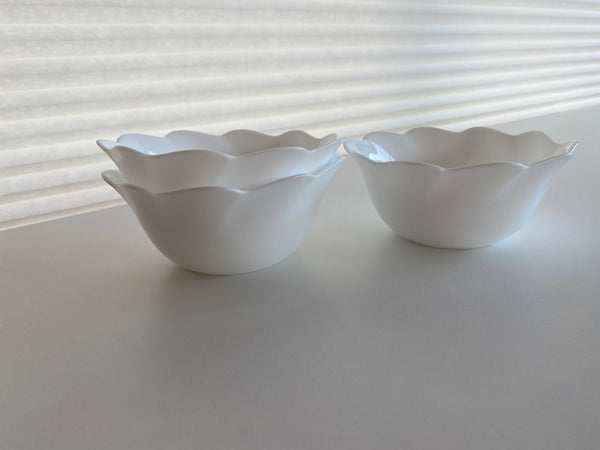 Individual Vintage Arcopal White Dessert Bowls