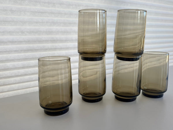 Vintage Individual Dominion Glass Smokey Cocktail Glasses