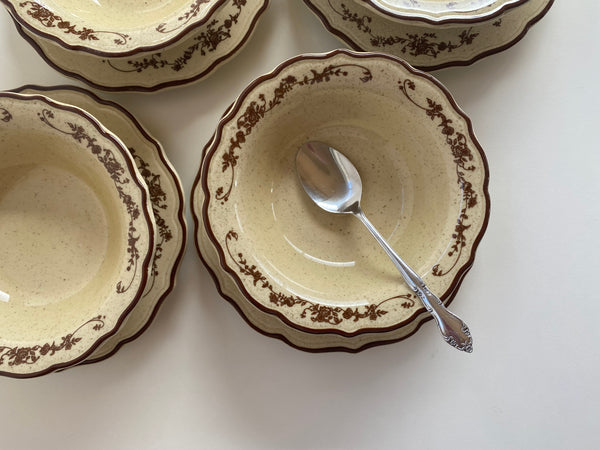 Individual Vintage Syracuse China Brown Rimmed Small Bowl