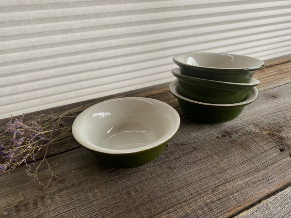 Individual Vintage Hall Pottery Olive Green Bowl