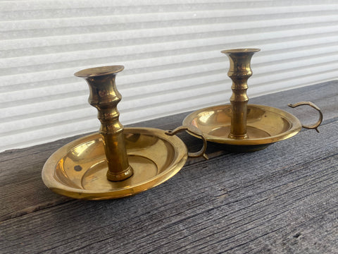 Set of 2 Vintage Brass Candle Holders