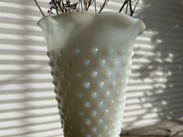 Vintage Milk Glass Hobnail Large Vase