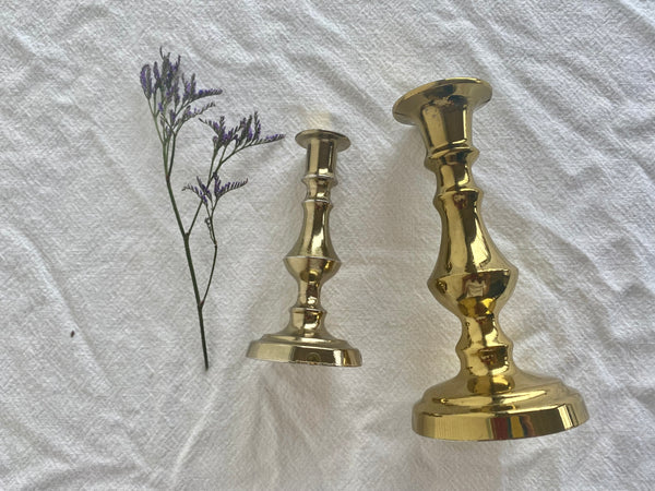 Set of 2 Vintage Brass Candlestick Holders