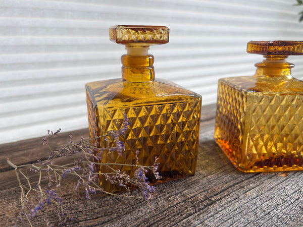 Individual Vintage Amber Glass Decanter