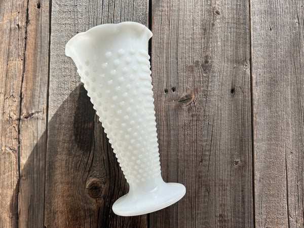 Vintage Milk Glass Hobnail Large Vase