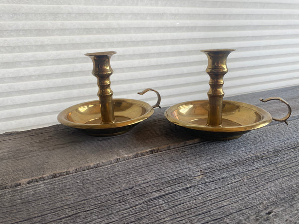 Set of 2 Vintage Brass Candle Holders