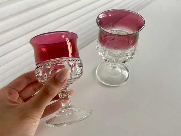 Set of 2 Vintage Tiffin-Franciscan King's Crown Wine Goblets