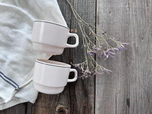 Set of 2 Vintage Arc France Grey Band Stackable Mug