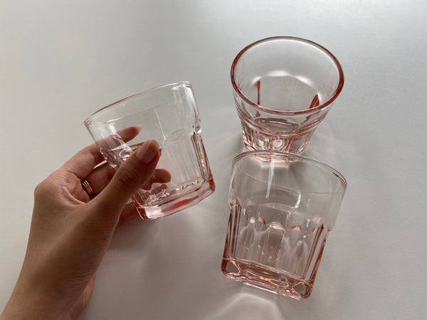 Vintage Set of 3 Pink Glasses