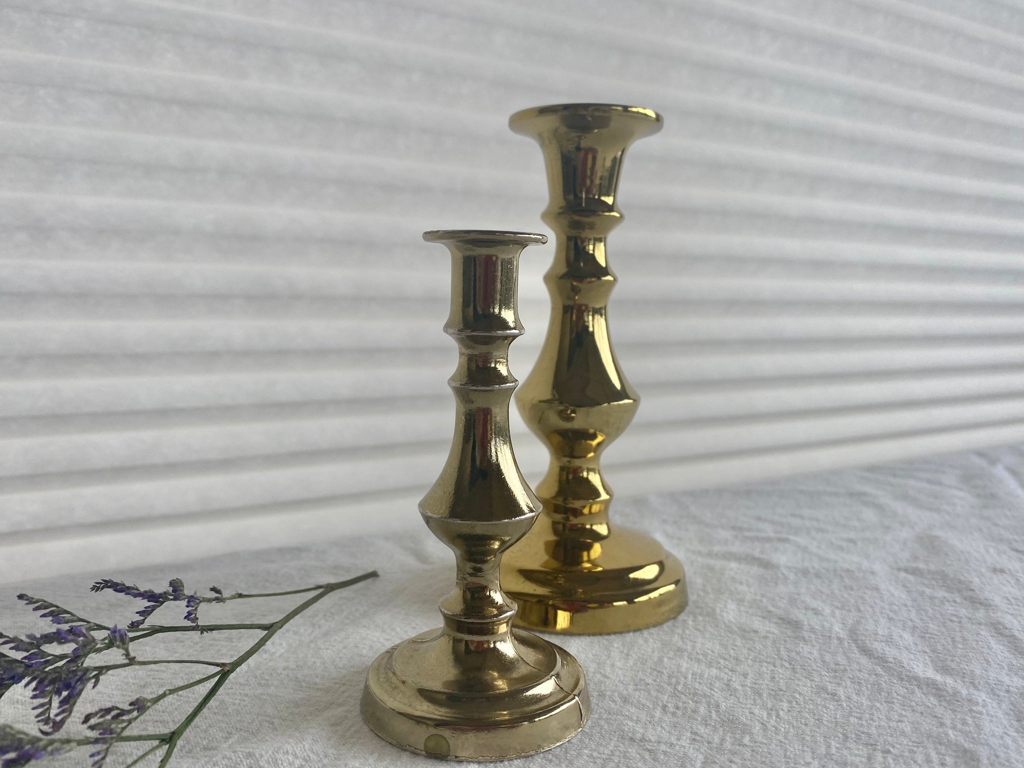 Set of 2 Vintage Brass Candlestick Holders