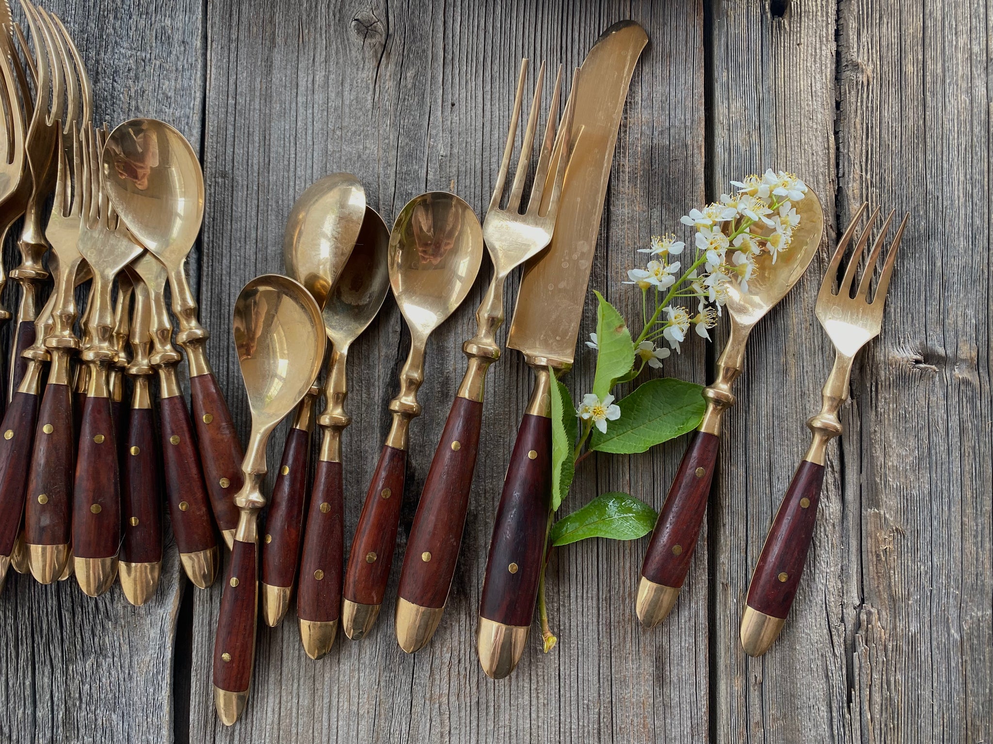 Individual Vintage Johny's Gems Brass and Wood Utensil