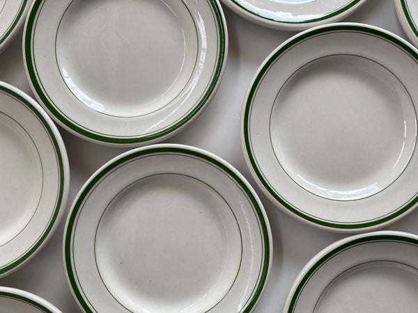 Individual  Burslem England Green Rim Bread and Butter Plates