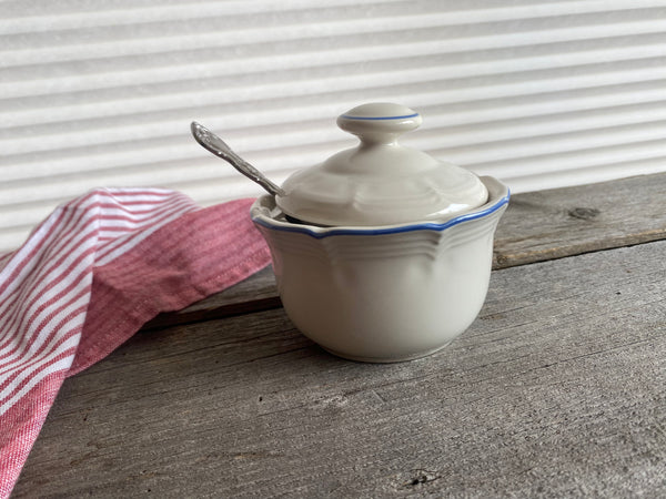Individual Vintage Blue Bell Sugar Dish With Lid