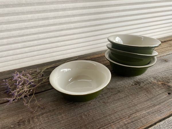 Individual Vintage Hall Pottery Olive Green Bowl