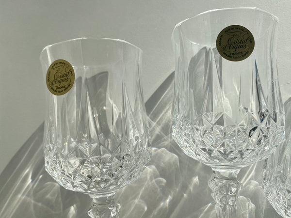 Vintage Set of 4 Cristal d’Arques Longchamp Crystal Wine Glasses