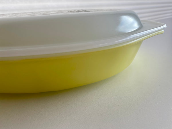 Vintage Pyrex Verde Olive Divided Casserole Dish with Lid