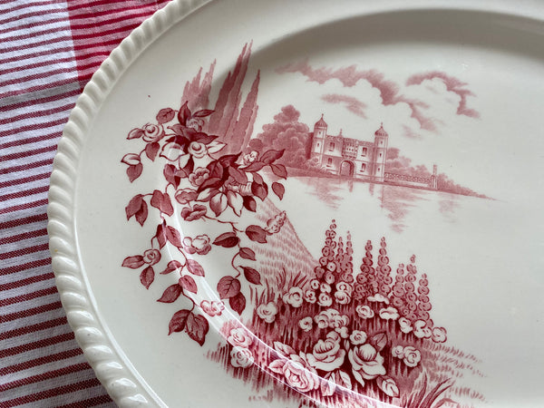 Vintage Johnson Brothers Castle on the Lake Large Oval Serving Platter