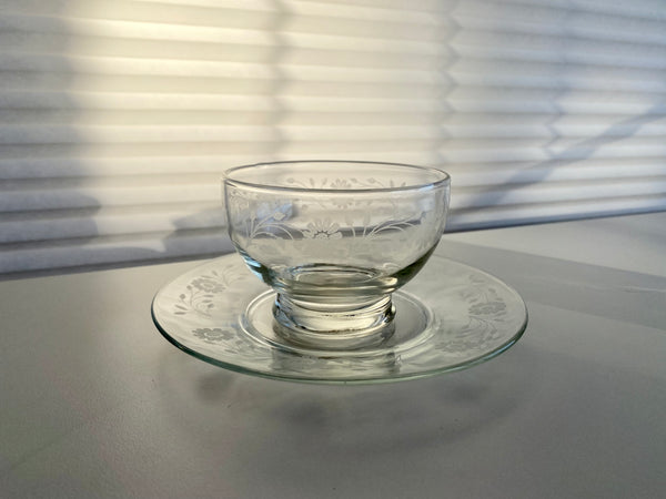 Individual Vintage Dominion Glass Dessert Cup & Saucer (2-Piece)