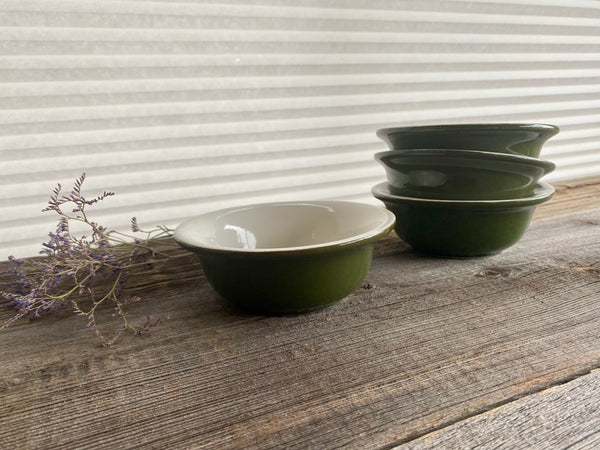 Individual Vintage Hall Pottery Olive Green Bowl