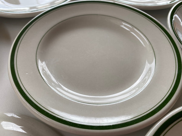 Individual  Burslem England Green Rim Bread and Butter Plates