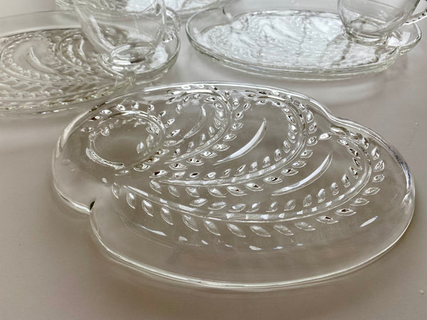 Vintage Individual Federal Glass Snack Tray and Teacup (2-Piece)