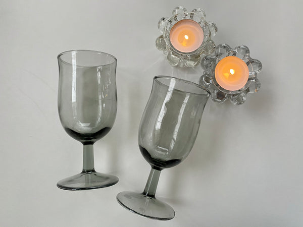 Set of 2 Grey Vintage MCM  Wine Glasses