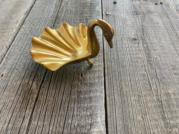 Vintage Brass Swan Dish