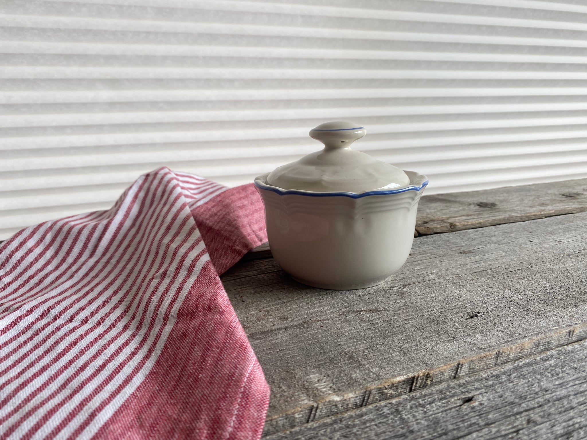Individual Vintage Blue Bell Sugar Dish With Lid