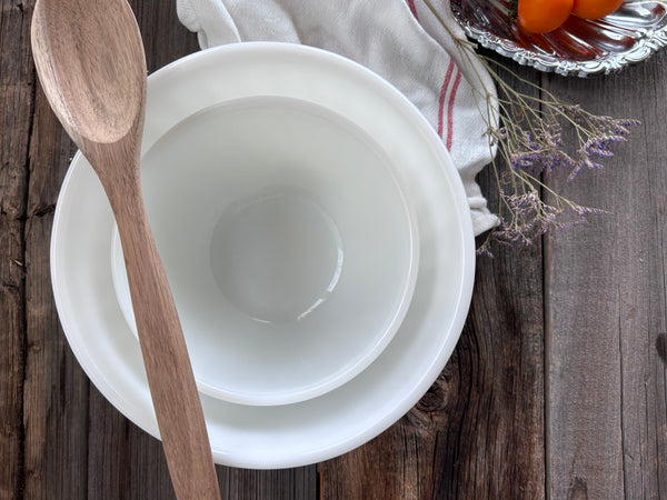 Set of 2 Vintage Fire King White Swirl Mixing Bowls