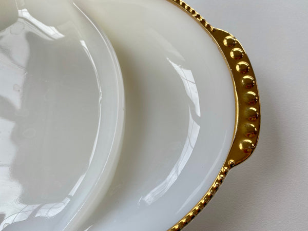 Vintage Fire King Gold Rim 3-Part Relish Dish