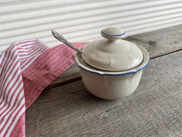 Individual Vintage Blue Bell Sugar Dish With Lid