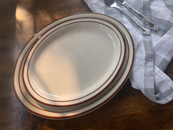 Tuxton Bahamas Brown Rim Speckled Large Oval Dinner Plate