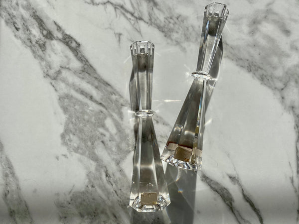 Vintage Set of 2 Mikasa Austria Crystal Candleholders