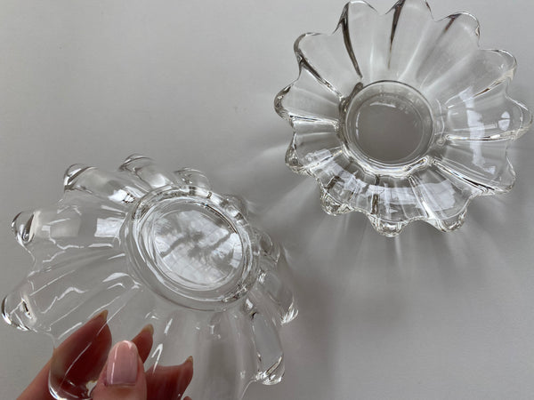 Set of 2 Vintage Federal Glass Clear Celestial Small Dish