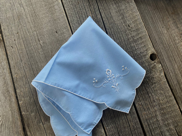 Individual Vintage Blue Embroidered Napkin