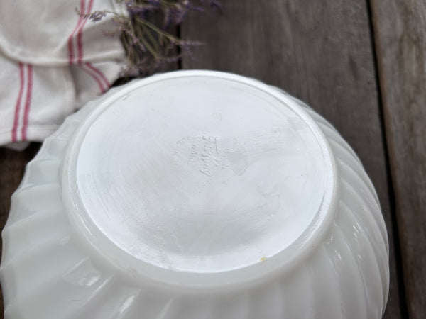 Set of 2 Vintage Fire King White Swirl Mixing Bowls