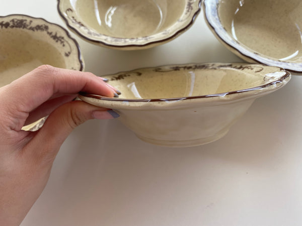 Individual Vintage Syracuse China Brown Rimmed Small Bowl