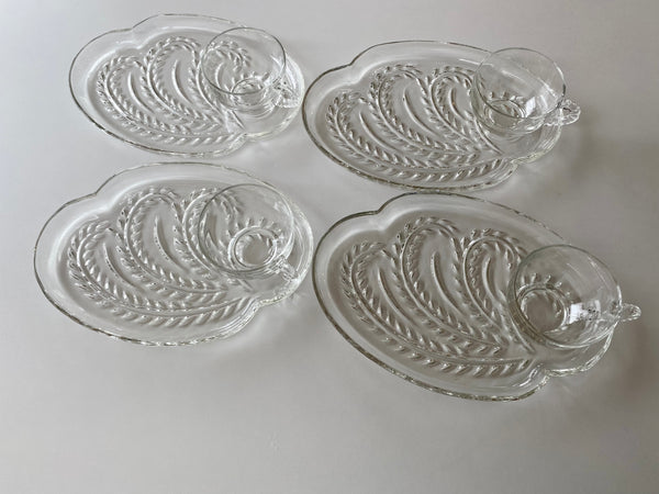 Vintage Individual Federal Glass Snack Tray and Teacup (2-Piece)