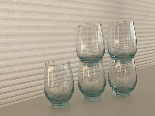 Set of 5 Vintage Libbey Aqua Tempo Glasses