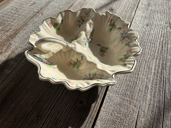 Vintage Floral Divided Relish Dish