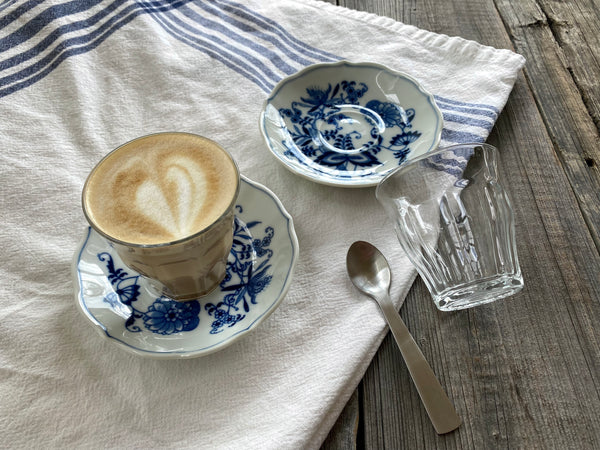 2-Piece Brand New Glass Tumbler + Vintage Blue Danube Saucer