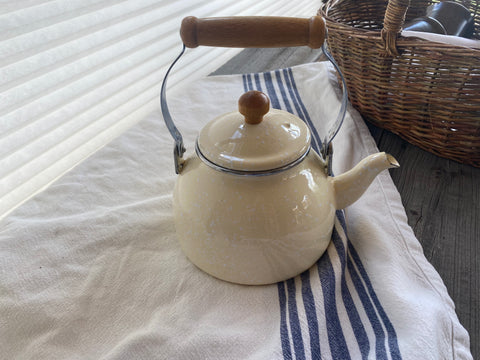 Vintage Yellow Speckled Kettle