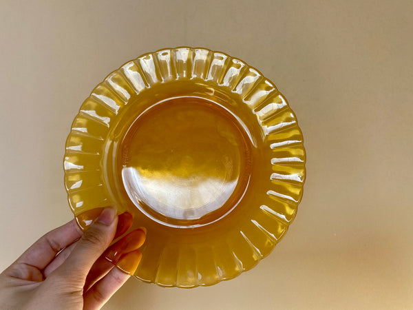 Individual Vintage Duralex France Amber Dessert Glass Plates