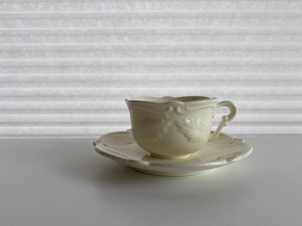 Vintage Faiencerie De Gien Rocaille Cream Teacup and Saucer (2-Piece)