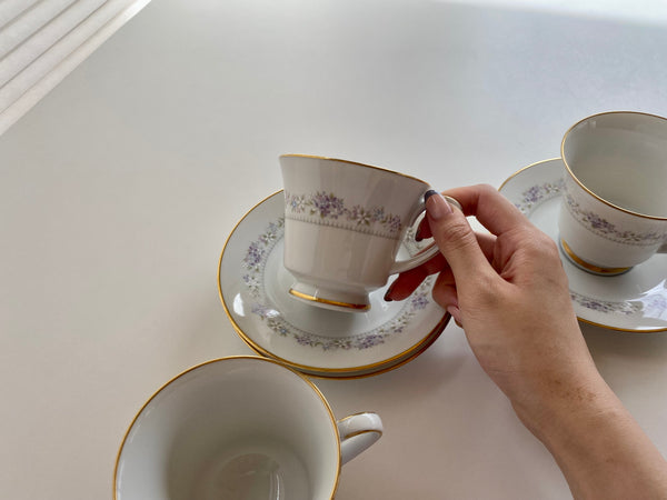 Individual Vintage Noritake Lilac Time Teacup and Saucer (2-Piece)