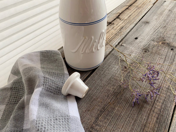 Vintage Milk Bottle with Lid