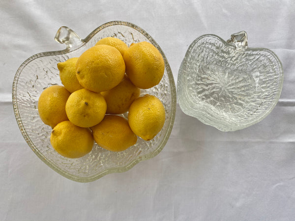 Vintage 5-Piece Italian Frosted Glass Apple Salad Bowl Set